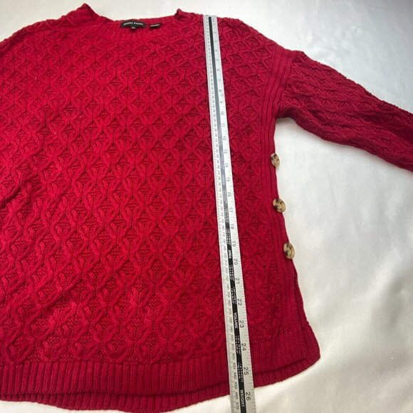 Jeanne Pierre Sweater Cable Knit Button-Side 100% Cotton Red Women's Size US XL - Picture 8 of 10